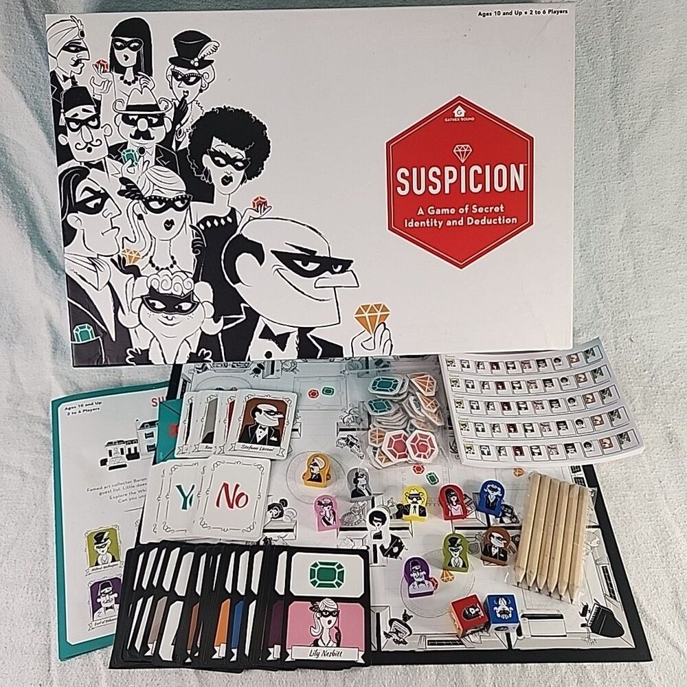 Game SUSPICION Board Secret Identity and Deduction 2018 Ages 10+ New Open Box